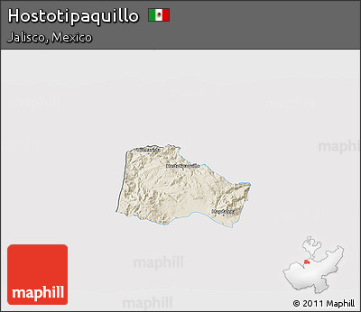 Shaded Relief 3D Map of Hostotipaquillo, single color outside