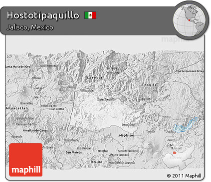 Silver Style 3D Map of Hostotipaquillo