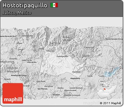 Silver Style 3D Map of Hostotipaquillo