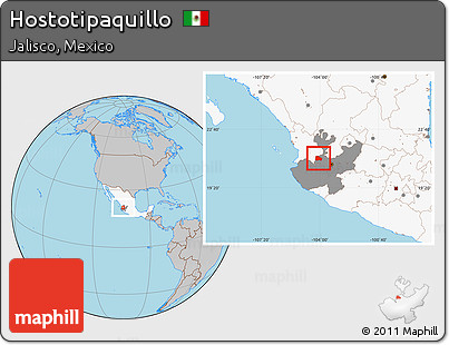 Gray Location Map of Hostotipaquillo, highlighted country, highlighted parent region