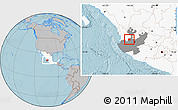 Gray Location Map of Hostotipaquillo, highlighted country, highlighted parent region, hill shading