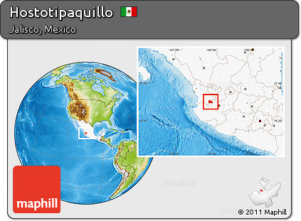 Physical Location Map of Hostotipaquillo, highlighted country