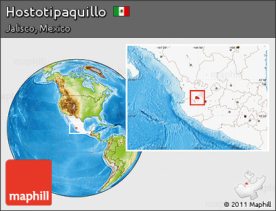 Physical Location Map of Hostotipaquillo, highlighted country