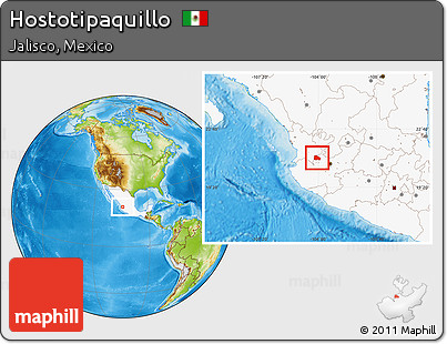 Physical Location Map of Hostotipaquillo, highlighted country