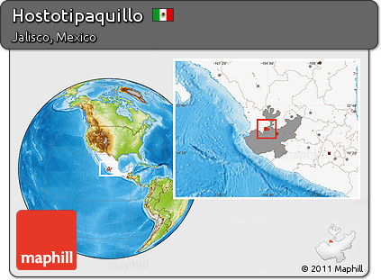 Physical Location Map of Hostotipaquillo, highlighted country, highlighted parent region