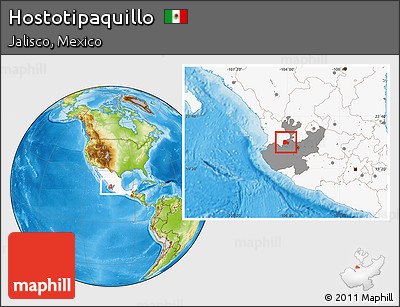 Physical Location Map of Hostotipaquillo, highlighted country, highlighted parent region