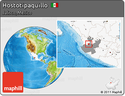Physical Location Map of Hostotipaquillo, highlighted country, highlighted parent region