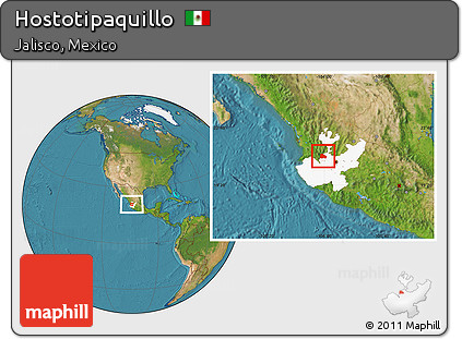 Satellite Location Map of Hostotipaquillo, highlighted parent region