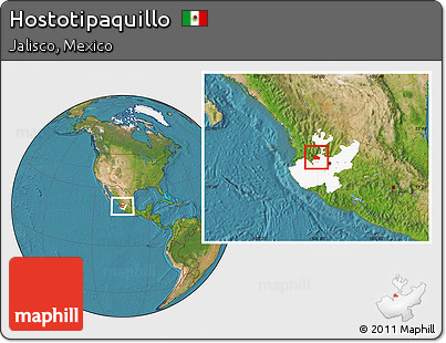 Satellite Location Map of Hostotipaquillo, highlighted parent region
