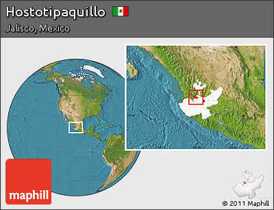 Satellite Location Map of Hostotipaquillo, highlighted parent region