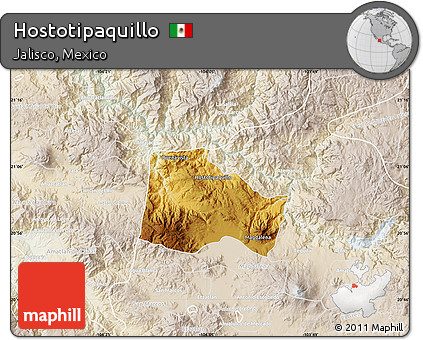 Physical Map of Hostotipaquillo, lighten