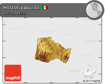 Physical Map of Hostotipaquillo, single color outside