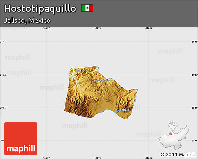 Physical Map of Hostotipaquillo, single color outside
