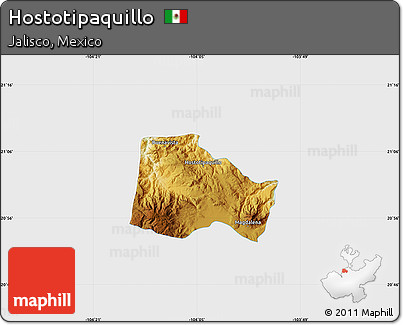 Physical Map of Hostotipaquillo, single color outside