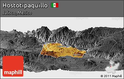Physical Panoramic Map of Hostotipaquillo, darken, desaturated