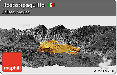 Physical Panoramic Map of Hostotipaquillo, darken, desaturated