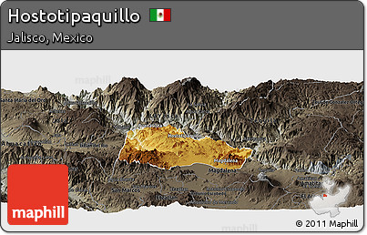 Physical Panoramic Map of Hostotipaquillo, darken, semi-desaturated