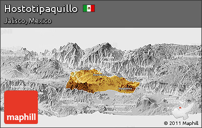 Physical Panoramic Map of Hostotipaquillo, lighten, desaturated