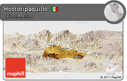 Physical Panoramic Map of Hostotipaquillo, lighten
