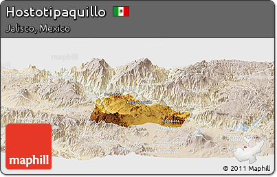 Physical Panoramic Map of Hostotipaquillo, lighten