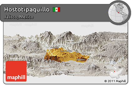 Physical Panoramic Map of Hostotipaquillo, lighten, semi-desaturated