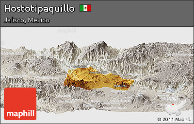 Physical Panoramic Map of Hostotipaquillo, lighten, semi-desaturated