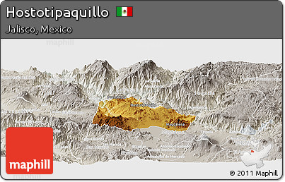 Physical Panoramic Map of Hostotipaquillo, lighten, semi-desaturated