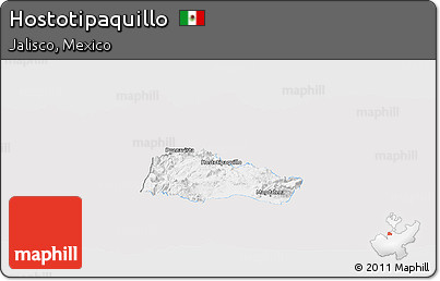 Silver Style Panoramic Map of Hostotipaquillo, single color outside