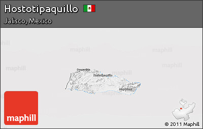 Silver Style Panoramic Map of Hostotipaquillo, single color outside