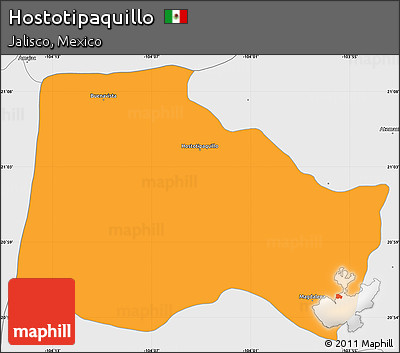 Political Simple Map of Hostotipaquillo, single color outside, borders and labels