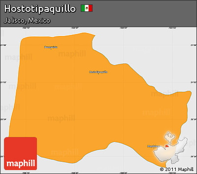 Political Simple Map of Hostotipaquillo, single color outside