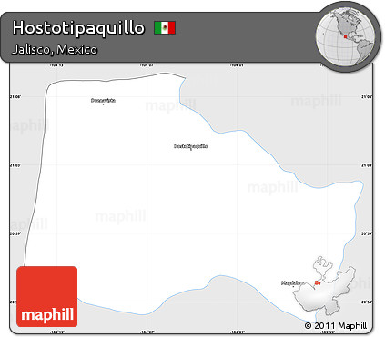 Silver Style Simple Map of Hostotipaquillo, single color outside
