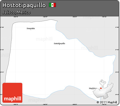 Silver Style Simple Map of Hostotipaquillo, single color outside