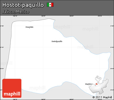 Silver Style Simple Map of Hostotipaquillo, single color outside