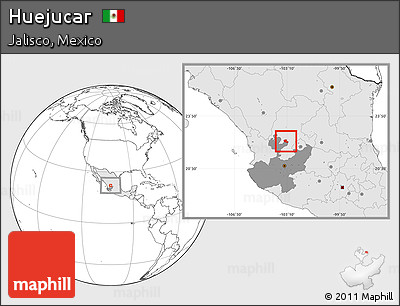 Blank Location Map of Huejucar, highlighted country, highlighted parent region