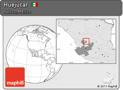 Blank Location Map of Huejucar, highlighted country, highlighted parent region