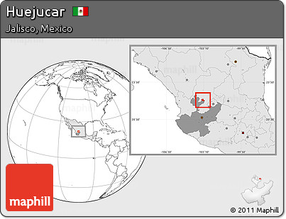 Blank Location Map of Huejucar, highlighted country, highlighted parent region