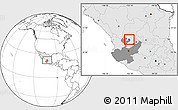 Blank Location Map of Huejucar, highlighted country, highlighted parent region