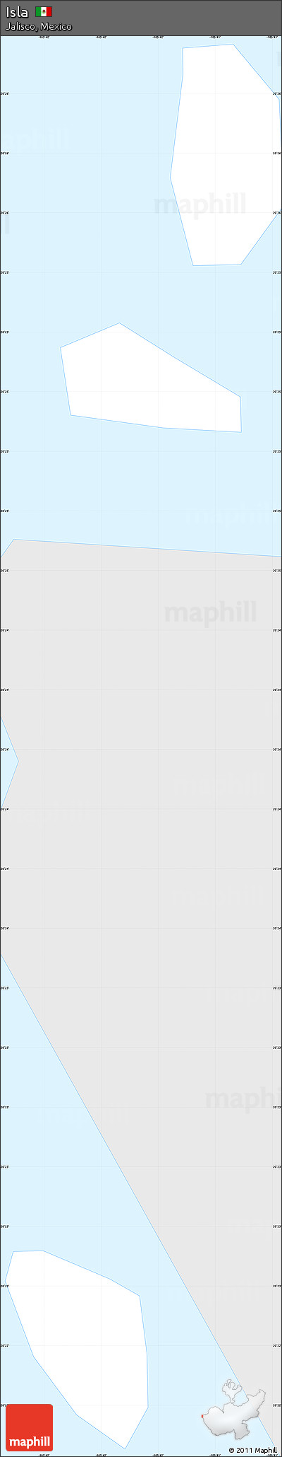 Silver Style Simple Map of Isla, single color outside