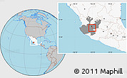 Gray Location Map of Ixtlahuacan de los Membri, highlighted country, highlighted parent region
