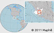 Gray Location Map of Ixtlahuacan de los Membri, highlighted parent region, hill shading