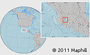 Gray Location Map of Ixtlahuacan de los Membri, hill shading