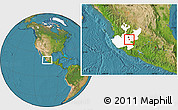 Satellite Location Map of Ixtlahuacan de los Membri, highlighted parent region