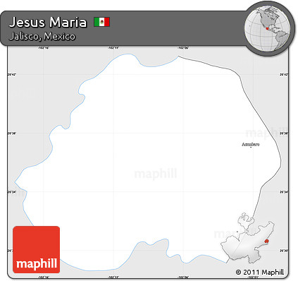 Silver Style Simple Map of Jesus Maria, single color outside