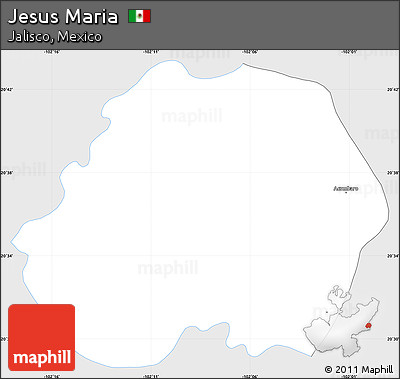 Silver Style Simple Map of Jesus Maria, single color outside