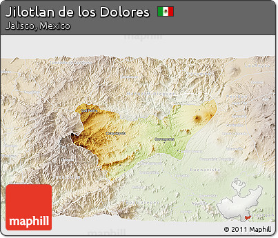 Physical 3D Map of Jilotlan De Los Dolores, lighten