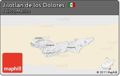 Classic Style Panoramic Map of Jilotlan De Los Dolores, single color outside