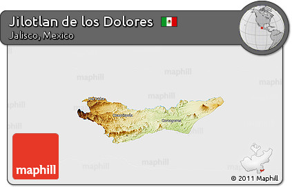 Physical Panoramic Map of Jilotlan De Los Dolores, single color outside