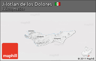 Silver Style Panoramic Map of Jilotlan De Los Dolores, single color outside