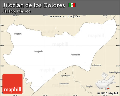Classic Style Simple Map of Jilotlan De Los Dolores